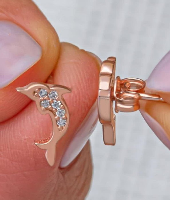 Heliophilia Silver Pendientes de Plata de Ley 925 con Baño de Oro Rosa y Circón
